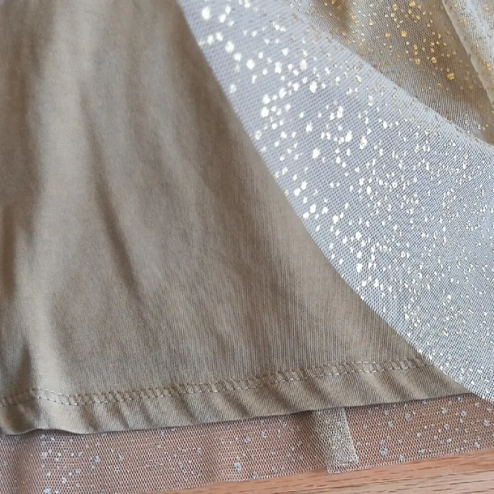 Zara Girls Collection, Short Sleeve Shimmering Gold Tulle Dress, Size 9 EUC